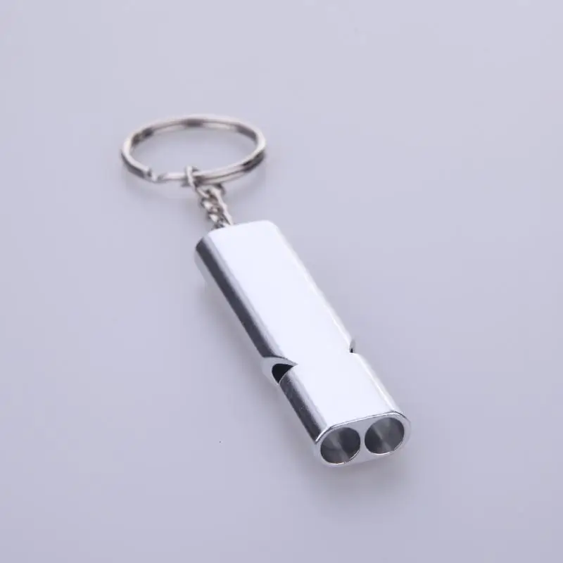 

Double-frequency Emergency Survival High Volume Whistle Portable Aluminum Alloy Keychain Outdoor Camping Hiking Tool Gold Sliver