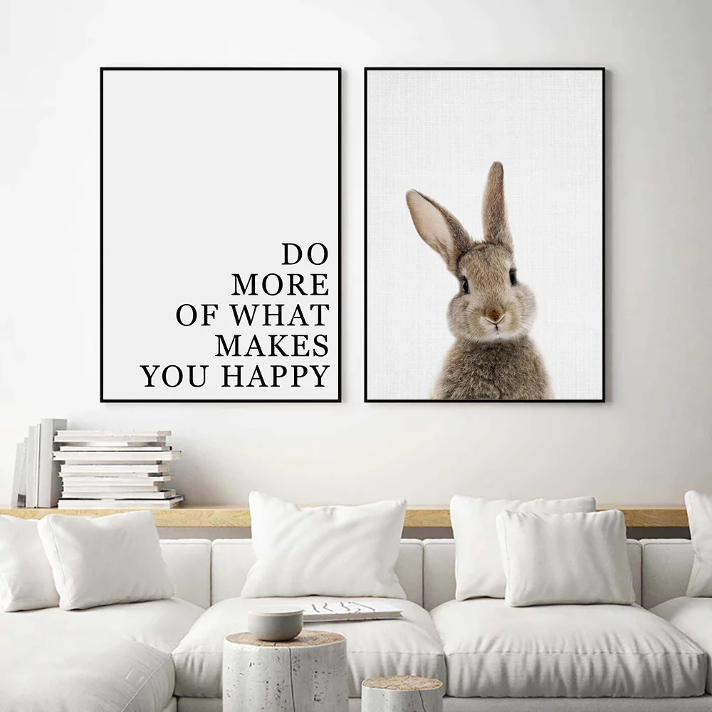 Мотивационные цитаты кролик стены холст живопись PosterAnimal плакаты и принты