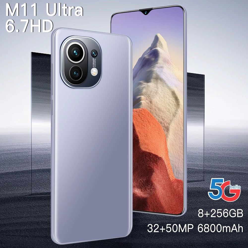 

New 2021 XIAOM11 Ultra 6.7Inch 12+256GB Smartphone Full Screen Face ID 32 MP Camera 6000MAH Global LTE 4G Network Mobile Phone