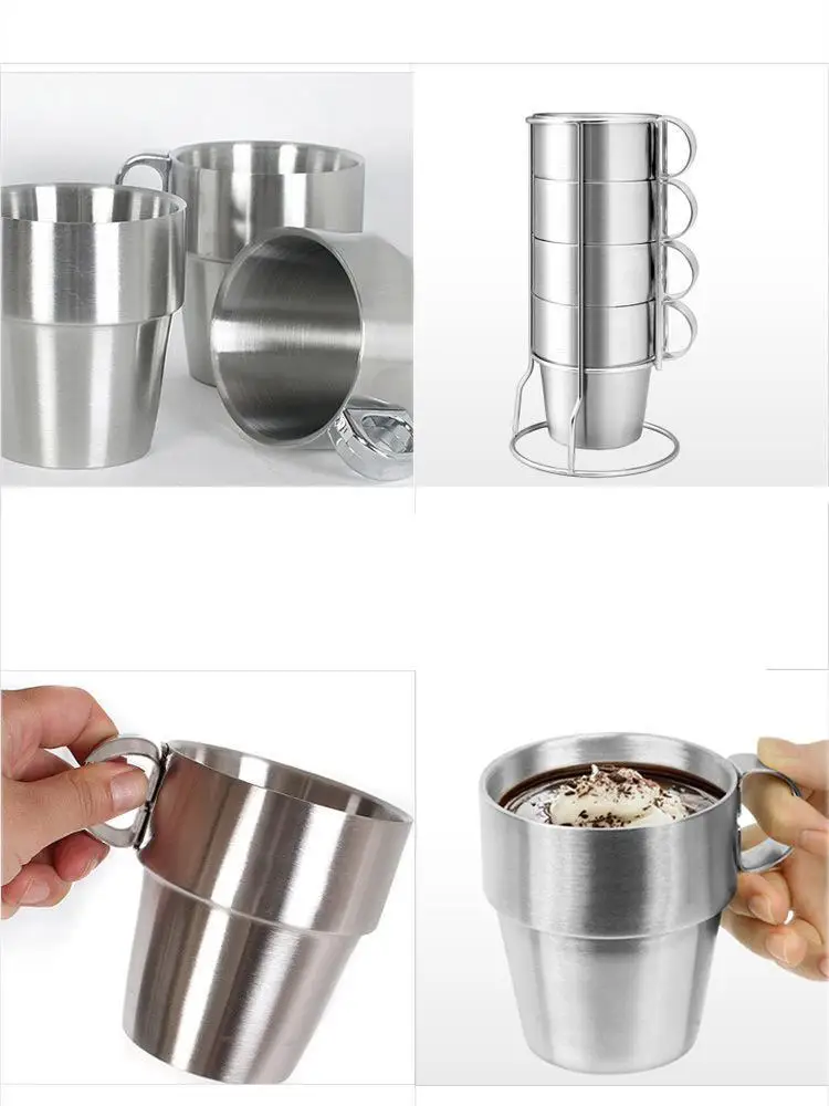 4 шт./компл. двойная чашка из нержавеющей стали изоляция для пикника кофейная