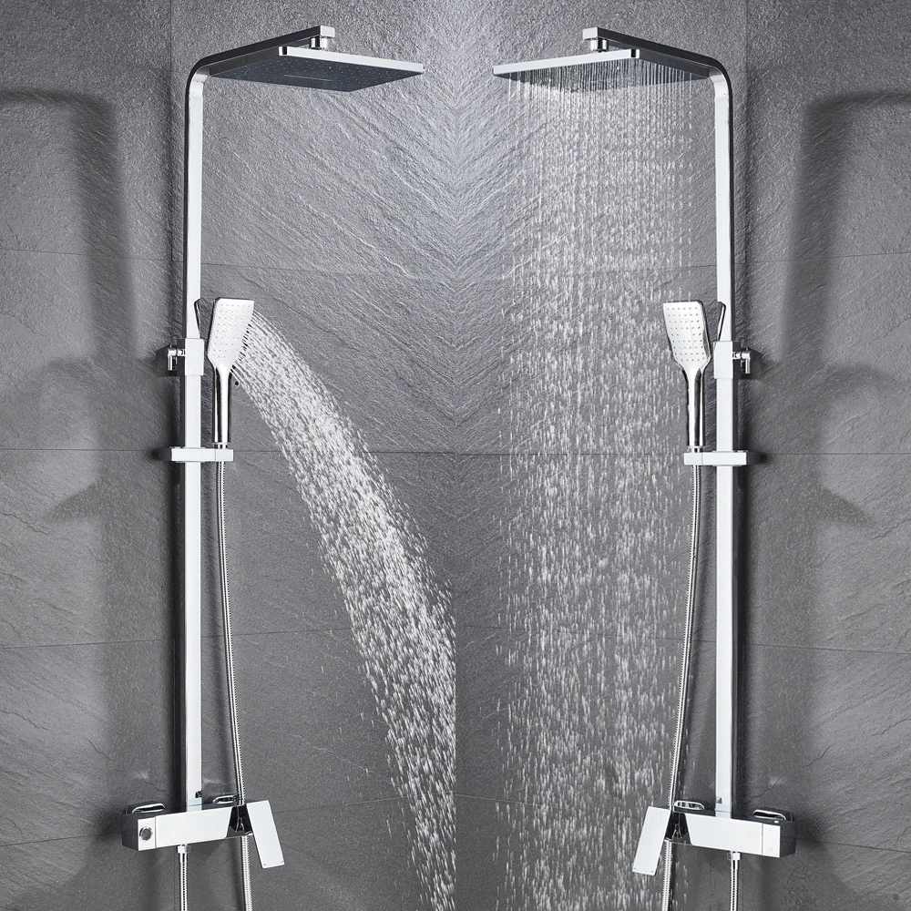 Bathroom Faucet Chrome/Black Rain Shower Head Bath Faucet Wall Mounted Bathtub Shower Mixer Tap Shower Faucet Shower Set Mixer