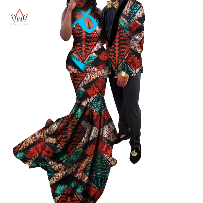 20 African Couple Clothes African Dresses for Women Bazin Riche Long Evening Dresses African Men Jacket Coat Clothing WYQ154 - Color: 20