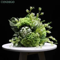 green protea hydrangea bouquet artificial flower home decoration shop hand bouquet party event interior display indigo