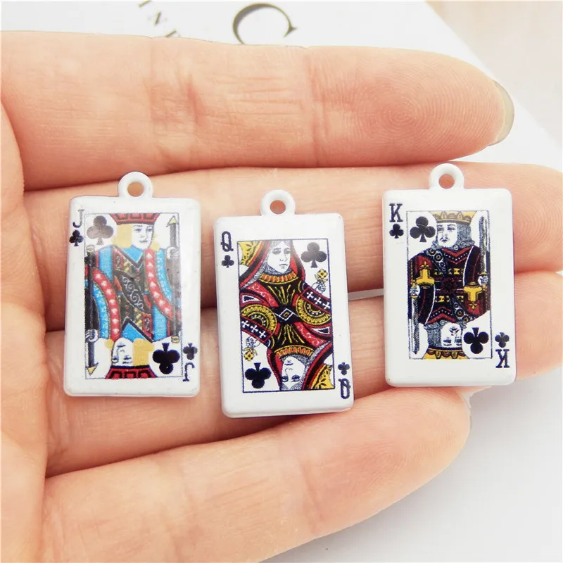 6/8/10 шт. Микс Джокер Король Королева покерная карта кулон молочно-белый покрытый