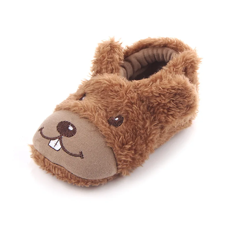 Brown puppy Short Зимняя обувь для новорожденных; Плюшевые Нескользящие Детские ботинки для малышей; обувь для малышей; ботинки для мальчиков и девочек 0-18 месяцев - Цвет: Brown puppy Short