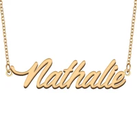 nathalie name necklace for women stainless steel jewelry 18k gold plated nameplate pendant femme mother girlfriend gift