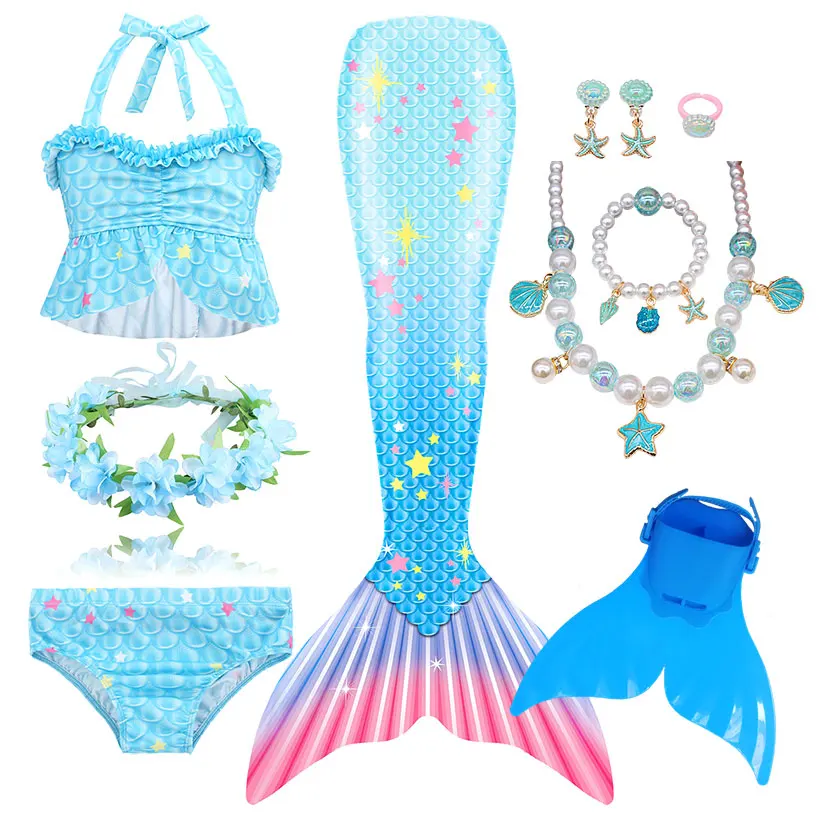 Детский купальник с хвостом русалки для девочек Нарядные Костюмы на Хэллоуин