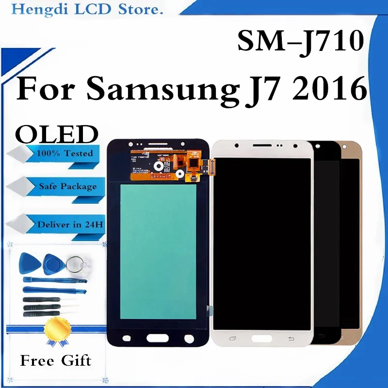 

ЖК-дисплей для Samsung Galaxy J710 J7 2016, дисплей с сенсорным экраном и дигитайзером в сборе, детали для замены экрана J710M J710H J710FN
