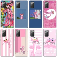cute funny pink panther phone case for samsung galaxy s20 s21 fe s10 lite note 20 10 lite s8 s9 s10e s10 plus ultra black cover