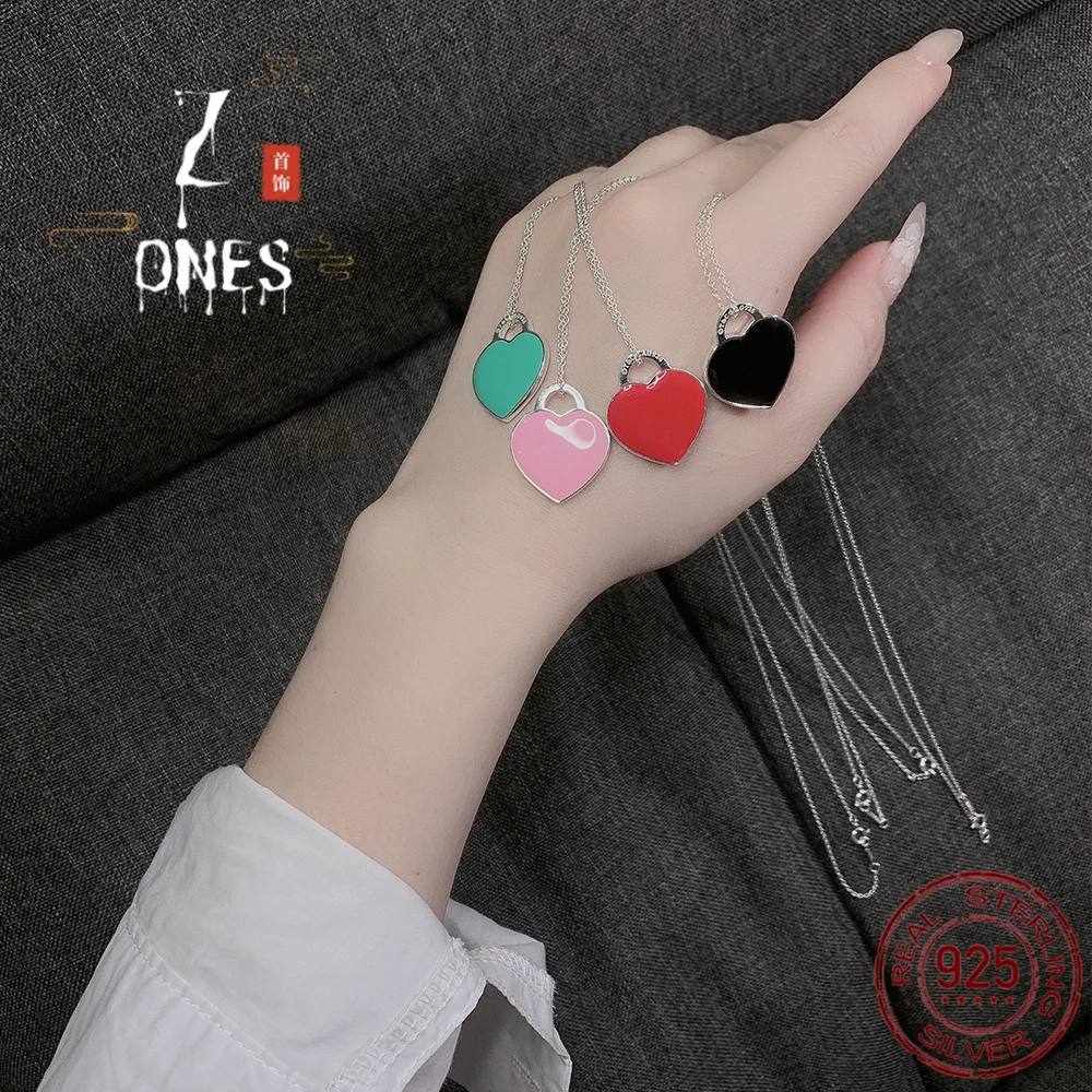 Женское эмалированное ожерелье из серебра S925 пробы Очаровательное оригинальное