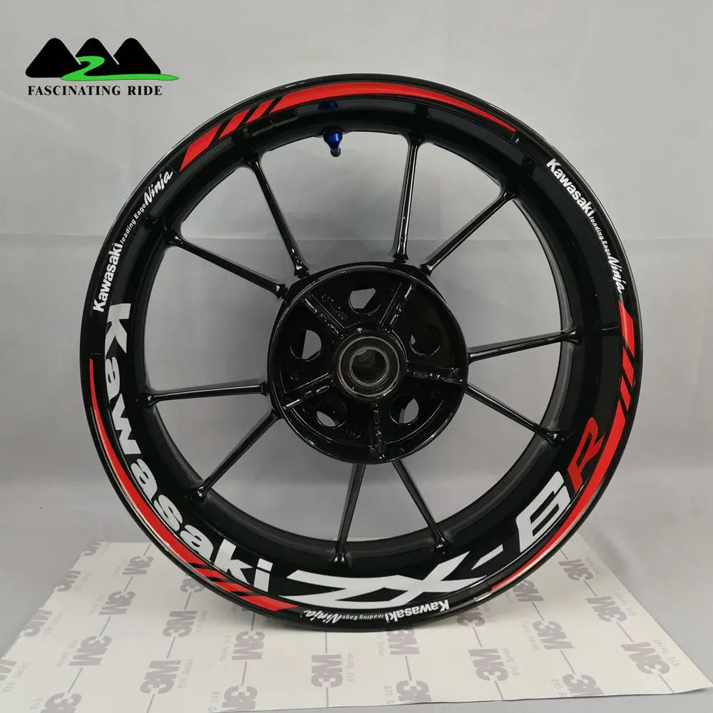 Применимо к Kawasaki ZX-6R ZX-10R ZX-14R колеса мотоцикла Стикеры, Водонепроницаемый Светоотражающие Передняя и задняя обод Стикеры