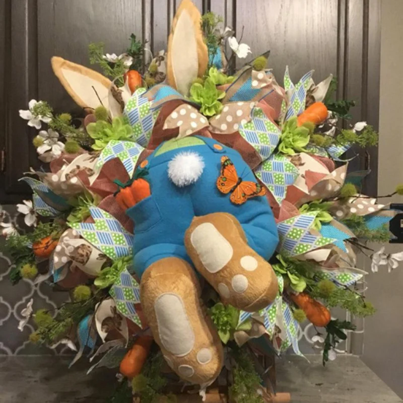 

Easter Rabbit Wreath Decor for Front Door Easter Bunny Shape Garland Wall Decor Easter Decor FAS6