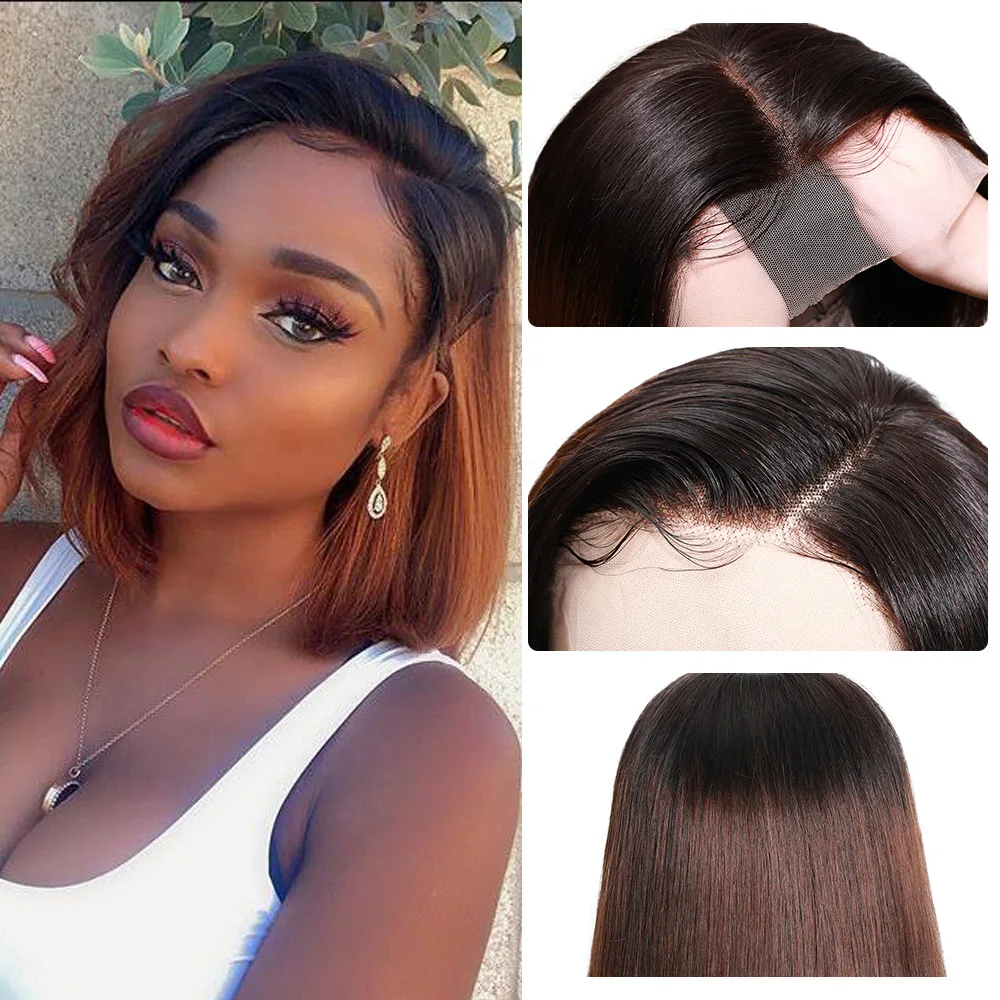 Парик Nadula T1B27 и 1B/4 Ombre короткий передний парик 13*4 прямые человеческие волосы для