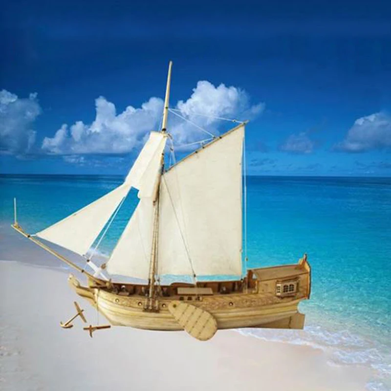 

Handmade Wooden Wood Sailboat Ship Kits 1:80 Scale Home DIY Model Home Decoration Boat Gift Toy Wooden Ships Model Assembly