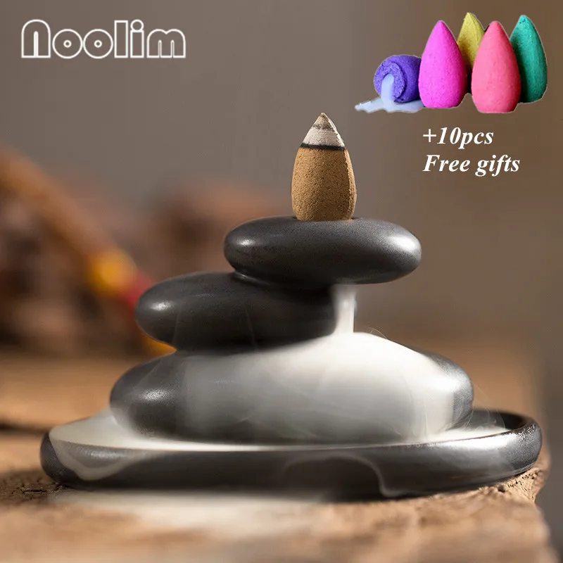 Керамическая горелка для благовоний в форме камня держатель дымовой водопад