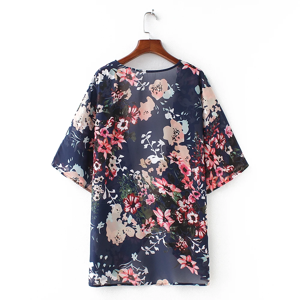 Ретро шифоновые кардиганы размера плюс тонкие свободные женские топы и рубашки с