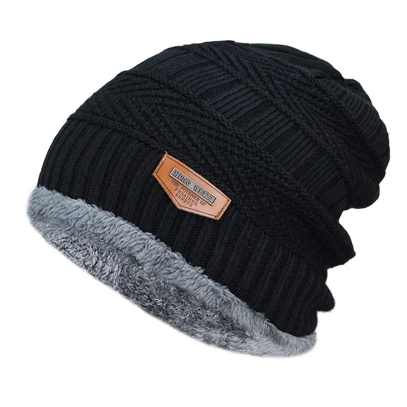 Men's winter Hat 2021 Fashion Knitted Black Hats Fall Hat Thick And Warm And Bonnet Skullies Beanie Soft Knitted Beanies Cotton