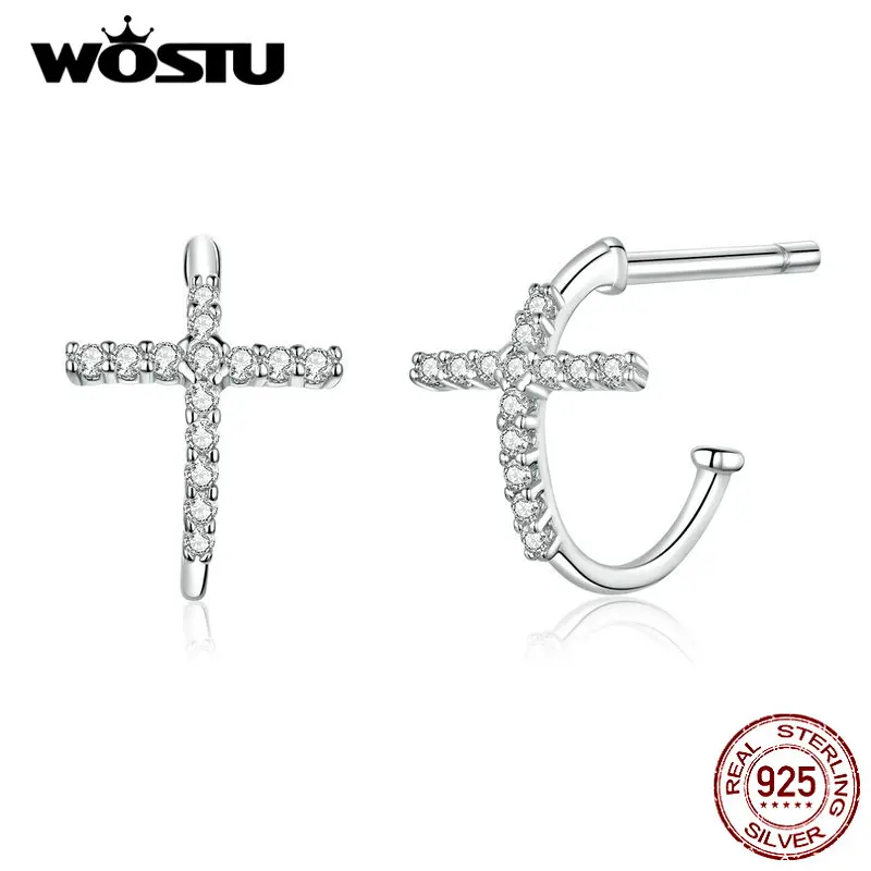 Женские сережки гвоздики WOSTU из стерлингового серебра 925 пробы с кристаллами