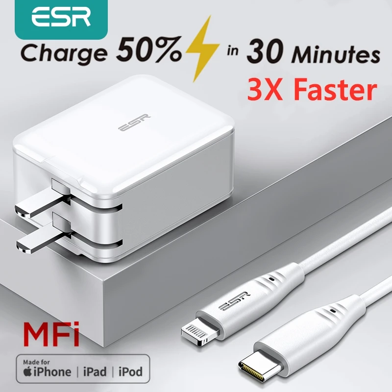 

ESR USB C Fast Charger for iPhone 11 Wall Plug 18W Travel PD Type C Quick Charger for iPhone X XR XS Max EU US UK Wall Charger