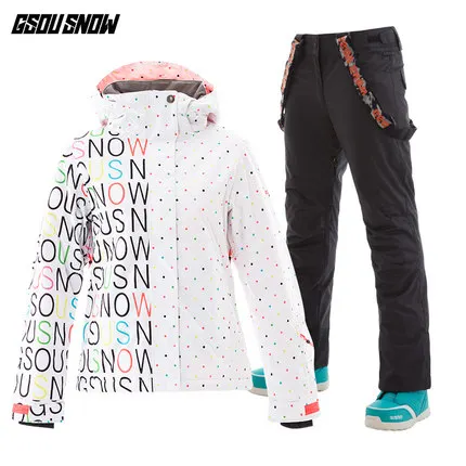 Color 16 GSOU Снежный водонепроницаемый лыжный костюм Женская лыжная куртка брюки Новая женская зимняя уличная лыжная куртка для сноуборда брюки сноуборд наборы - Цвет: Color 16