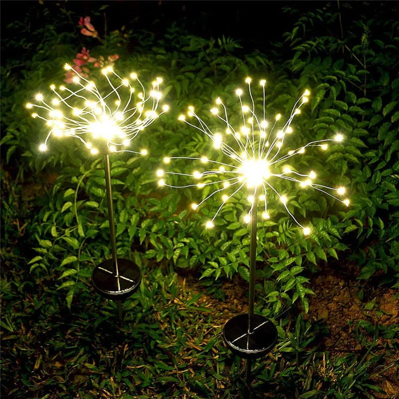 

2x Solar Sensor Firework dandelion Stake Light Remote Controlled Garden Light 150LED IP65 Landscape Lawn Party Lighting Decors