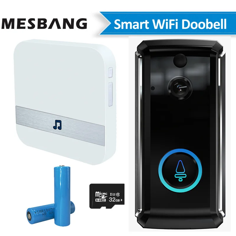 

New wifi video doorbell wireless battery video door phone intercom smart door bell camera with TF card chime free shipping