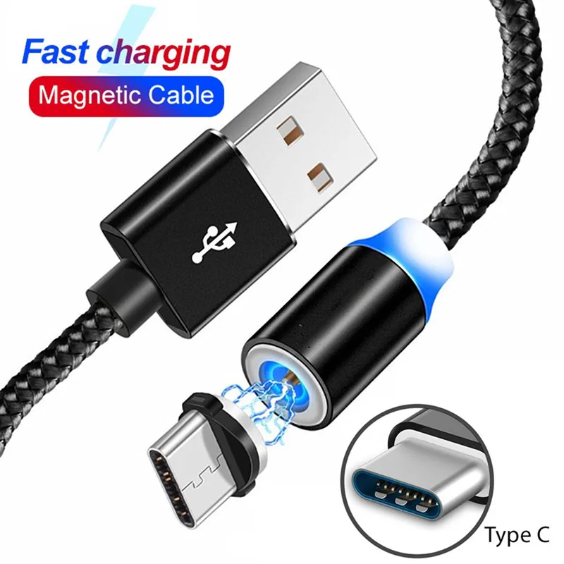 Magnetic USB Cable For Samsung galaxy A20 A40 A50 A70 S8 Type C 2A Fast Charging Magnet Charger Adapter Mobile Phone Cables | Мобильные