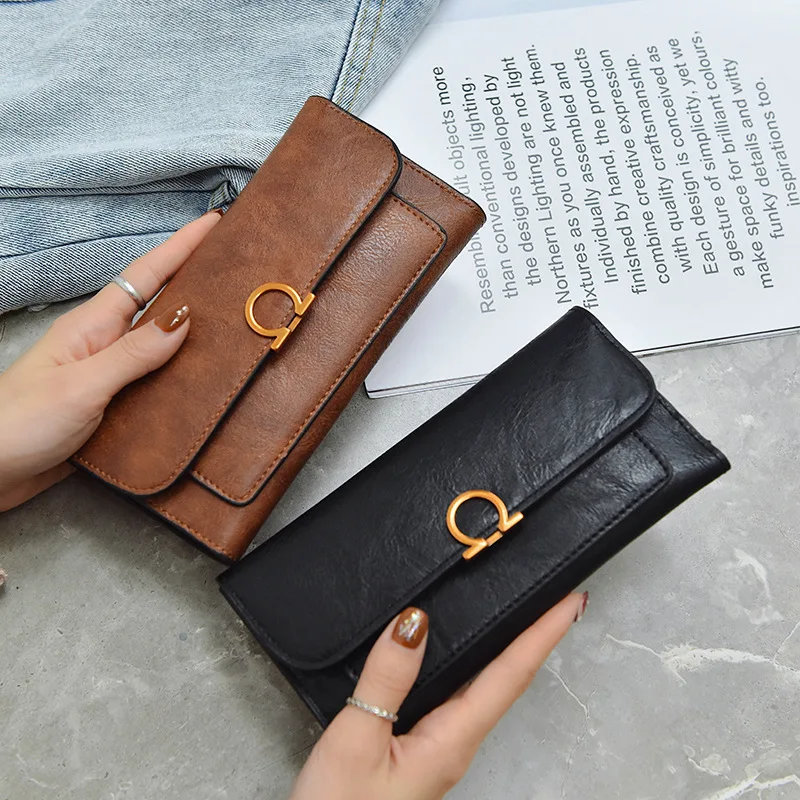 

New Retro Women Ms Long Wallet Credit Card Holder Coin Purse Lady Large High Capacity Fashion PU Designer Wallet
