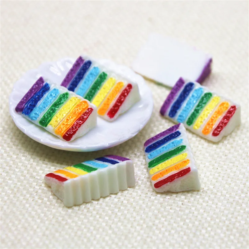 Rainbow cake 10PCS Resin Flatback Cabochon Miniature Food Art Supply Decoration Charm Craft 14x21mm | Дом и сад