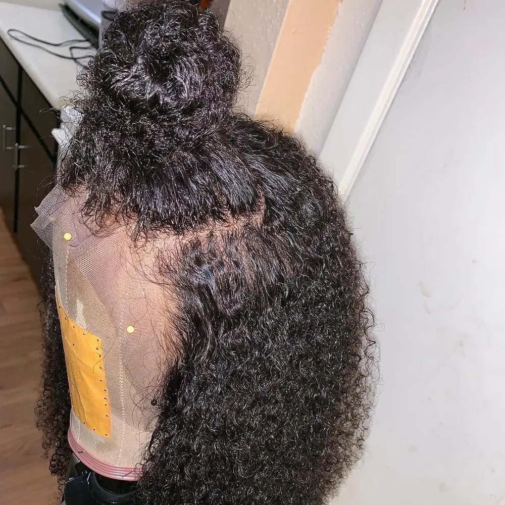 Афро кудрявые вьющиеся парики короткий Боб 13*4 кружевные передние человеческие