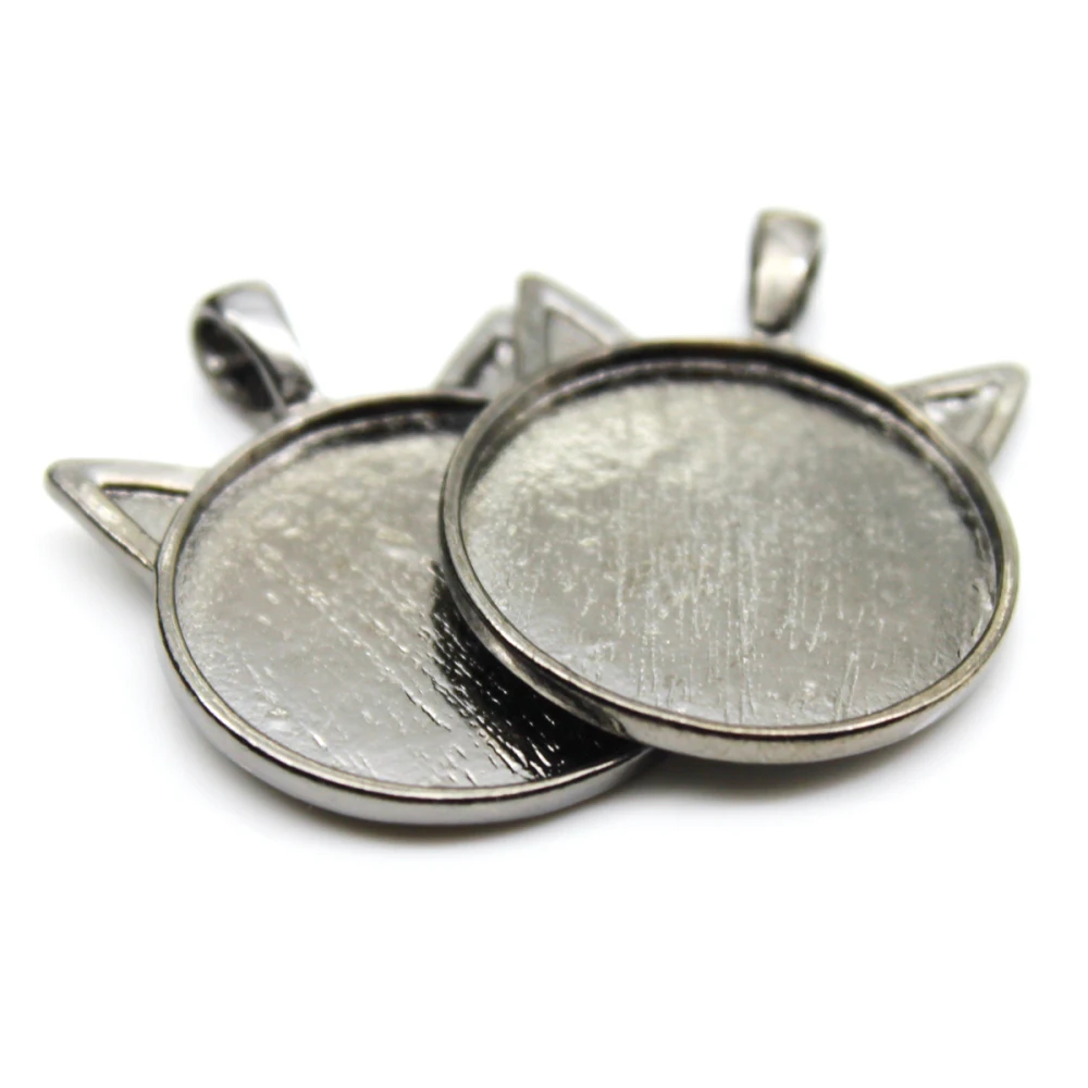 5 шт. 25 мм Серебряное кольцо черная тарелка Ожерелье Подвеска Установка Кабошон
