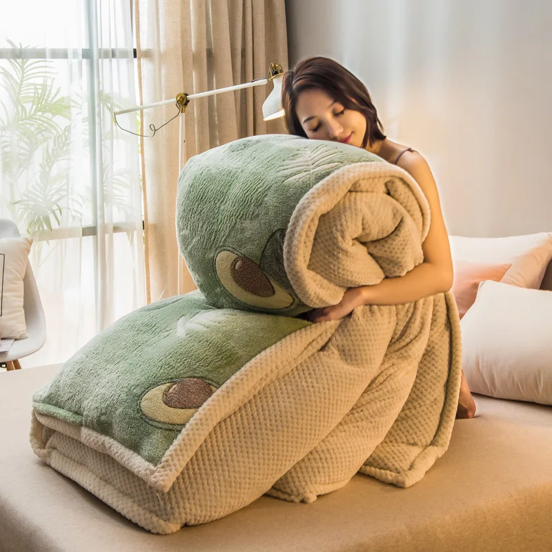 

Grey flower duvet cover 1pc baby fleece quilt cover pastoral warm comforter cover no fill Velvet bed cover double layer blanket