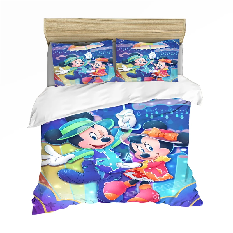 

100% Polyester Mickey Minnie Bedding Set Queen King Size Bedding Set Children Duvet Cover Pillow Cases Comforter Bedding Sets