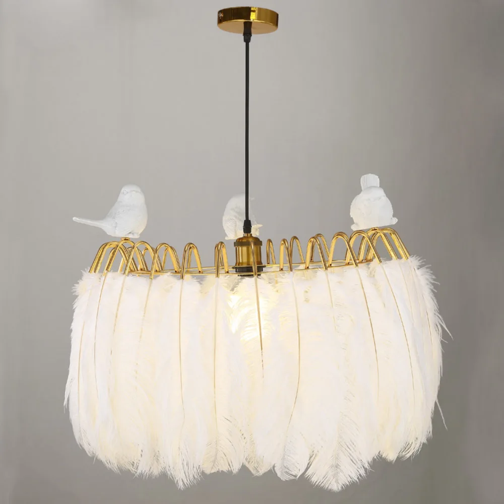 

Fss Modern Nordic Feather Lamp Feather Chandelier Lighting Loft LED Chandeliers For Living Room Bedroom Indoor Lighting Fixtures