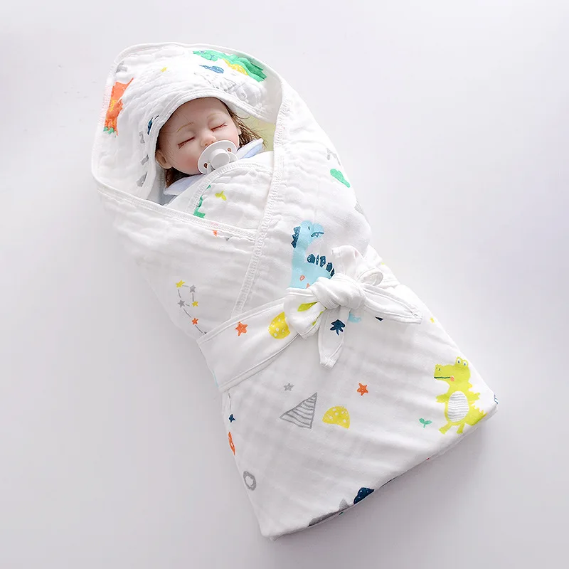 Colcha para beb&eacute; reci&eacute;n nacido de seis capas de algod&oacute;n puro, colcha para beb&eacute; reci&eacute;n nacido de gasa, edred&oacute;n para beb&eacute;, manta de oto&ntilde;o e invierno-2