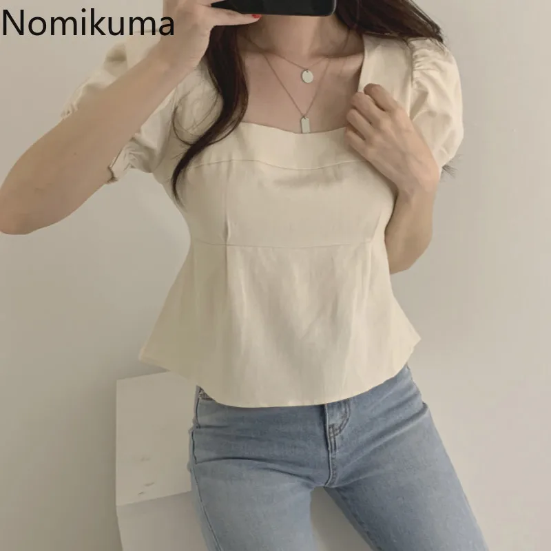 Nomikuma винтажные модные рубашки с открытой спиной для женщин однотонные коротким