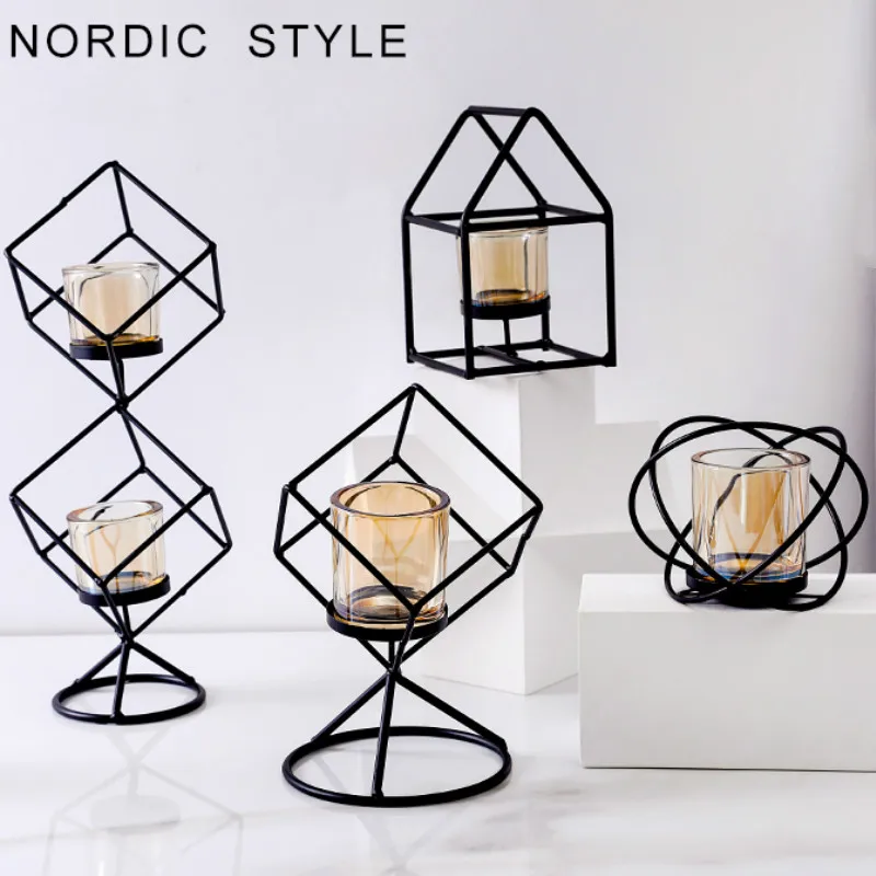 

Moderno Metal Candle Holders Nordic Geometric Wedding Dinner Dining Table Romantic Candlestick Decoracao Casa Home Decor MM50ZT