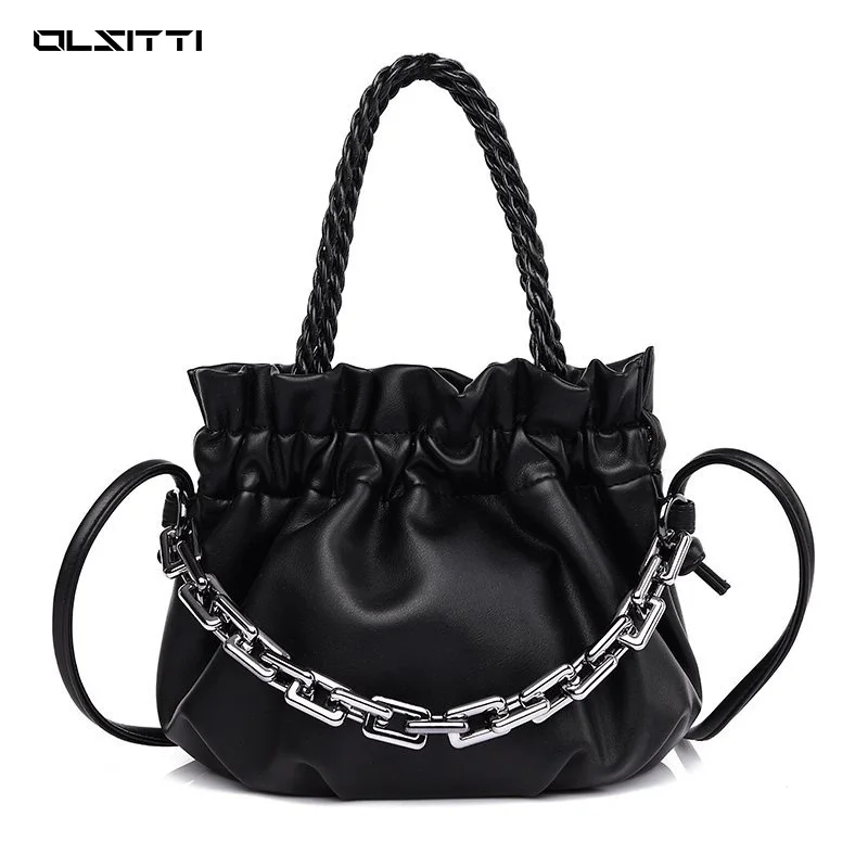 

OLSITTI Fashion Casual High Quality Shoulder Crossbody Bags for Women 2021 Ladies Chain Handbag Solid Color Pleated Cloud Bag