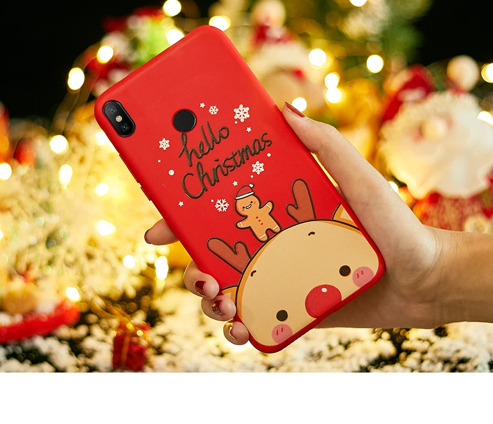 Новогоднее украшение чехол с принтом "Санта Клаус" для спортивной камеры Xiao mi Red mi Примечание 7 5 Чехол Рождественский подарок для Xiaomi mi A1 A2 Lite mi 8-9(США); красные mi 5 Plus