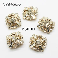 lkeran 5pcslot 25mm square clear crystal rhinestone sewing buttons wedding metal crafts decorative accessories for diy clothing
