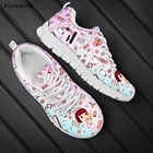 Модные женские кроссовки ELVISWORDS на плоской подошве, Симпатичные Медсестры, сетчатые кроссовки с мультяшным рисунком для женщин, Zapatillas, прогулочная обувь