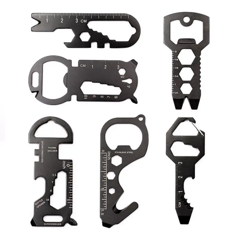 

Stainless Steel Key-shaped EDC Multifunction Pocket Tool Key Chain With Beer Bottle Opener Outdoor Multipurpose Keychain Tools