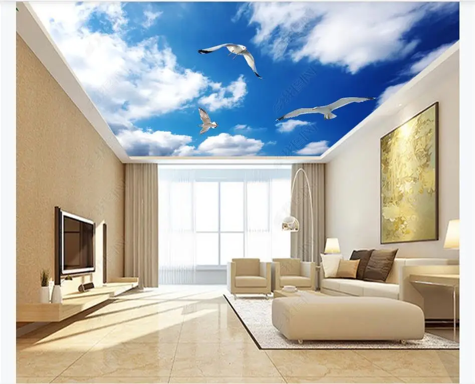 

Wallpaper For Walls 3D Fantasy blue sky white clouds cloud zenith ceiling mural Living room Bedroom background wall Painting