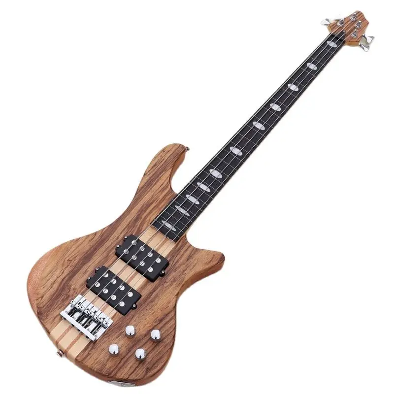 Четырехструнная бас-гитара без выреза на шею активная 43-дюймовая натуральная