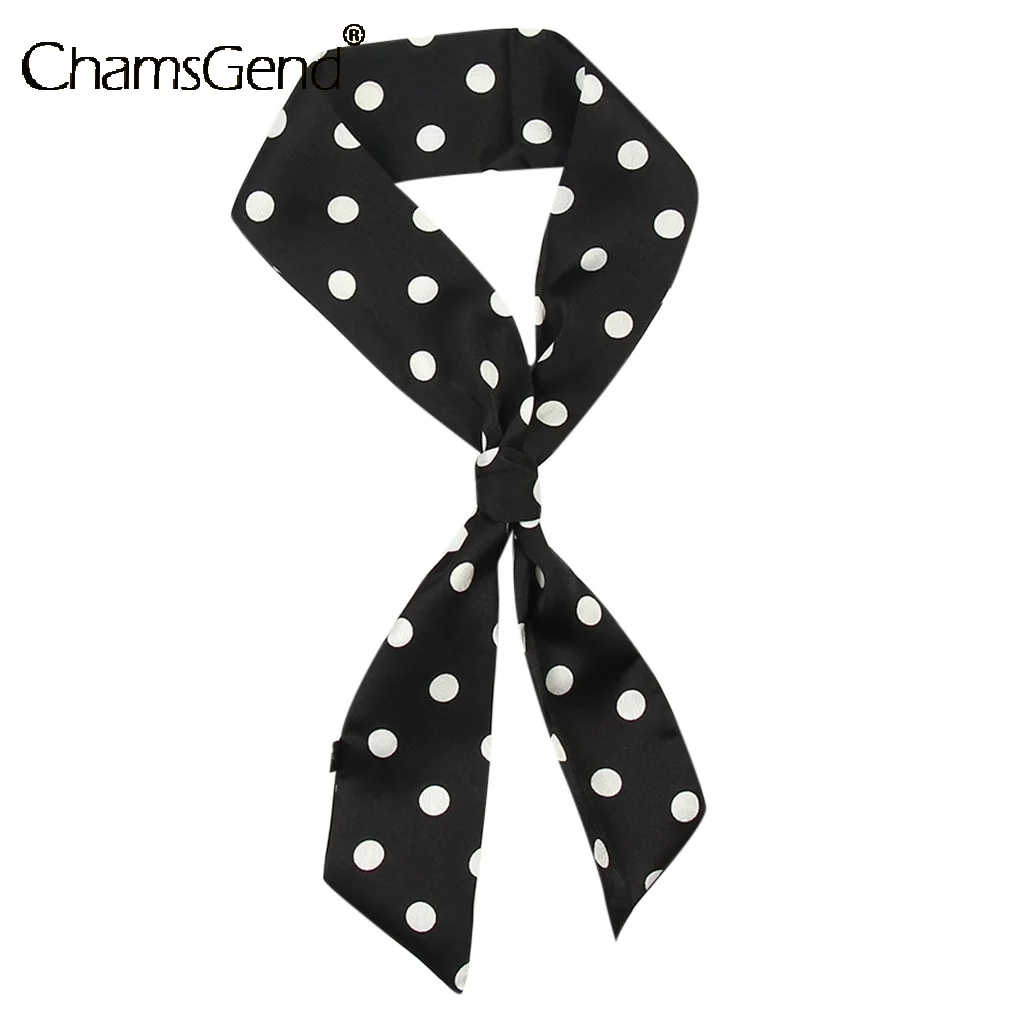 

Женский атласный квадратный шарф, черный или белый классический шарф с принтом в горошек, повязка на голову или шею