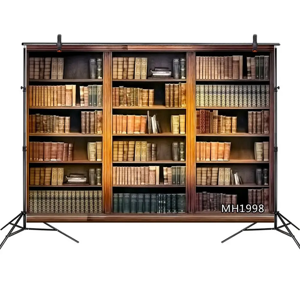Деревянная книжная полка библиотека школьные книги Коллекция фотография фон для