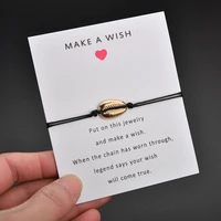 cute elegant shell bead charm bracelet make a wish simple jewelry for women friends love card gifts shell bracelet