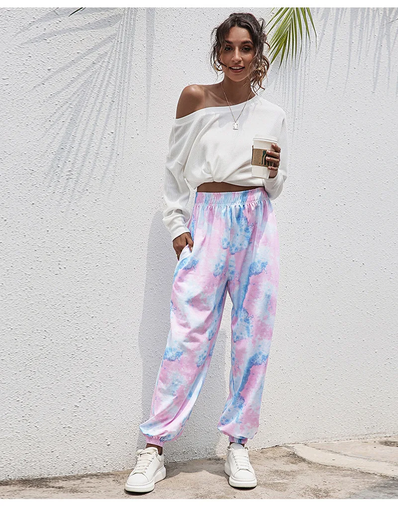 

2021 European And American Women's Four Seasons Pure Color Outdoor Leisure Fashion Club Home Leisure Sports Basic Loose Pants