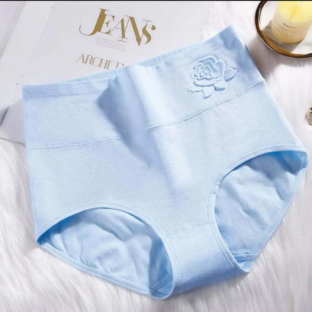 sky blue Высокая талия Сексуальная корректирующая одежда на подкладке бесшовное хлопковое белье для похудения и коррекции фигуры женские Трусики Дышащие Хлопковые женские мягкие трусики - Цвет: sky blue