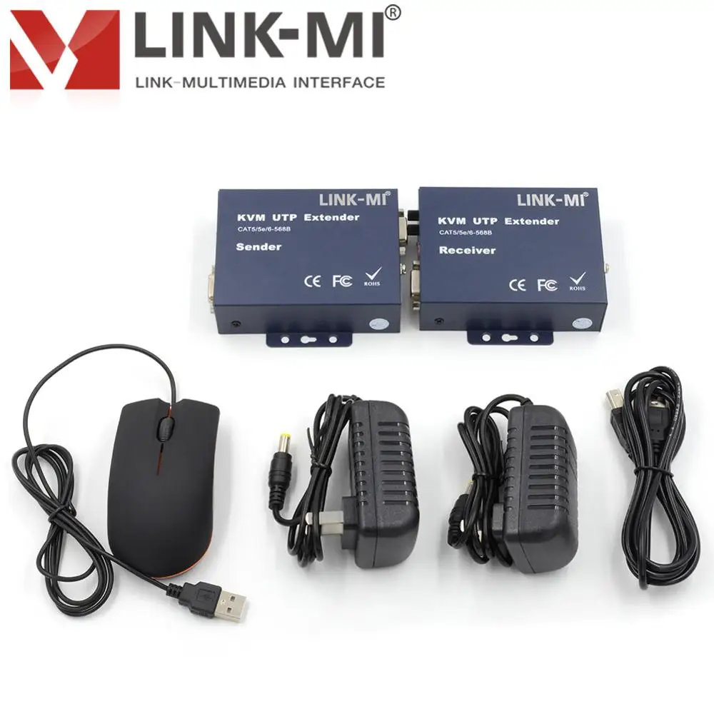 LINK-MI K102TRU 200m VGA+USB Extender Over Single UTP RJ45 Cat5e/6 Cable Support remote USB keyboard mouse KVM | Электроника